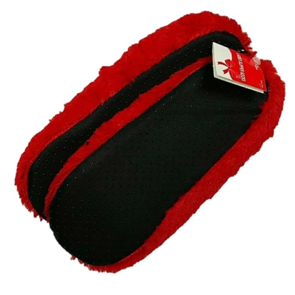 NWT Vibrant Red Faux Fur Cozy Slipper Socks White Fleece Lining - Picture 3 of 5
